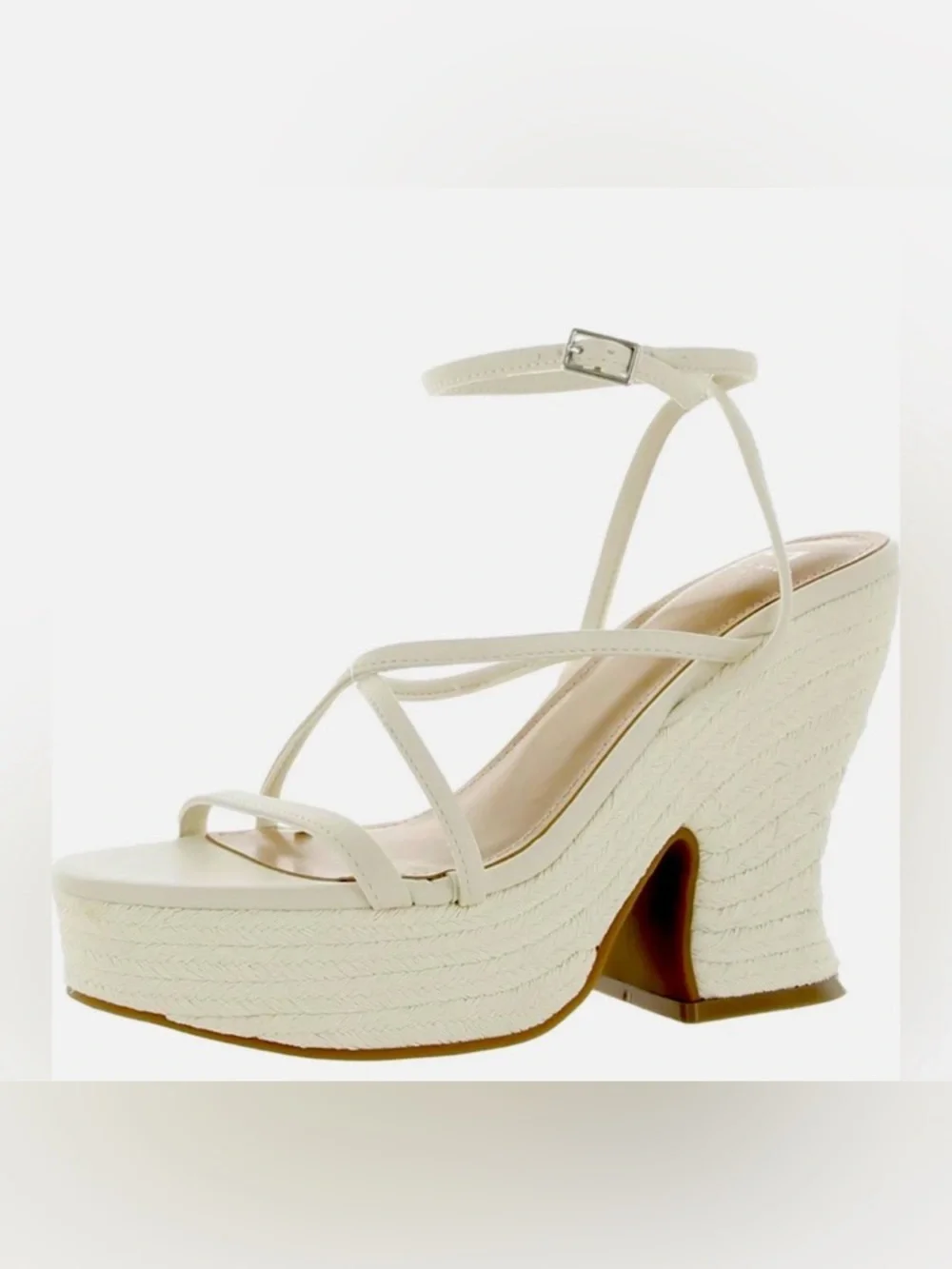 MARC FISHER Ivory Strappy/Buckle Platform Sandals Size 8